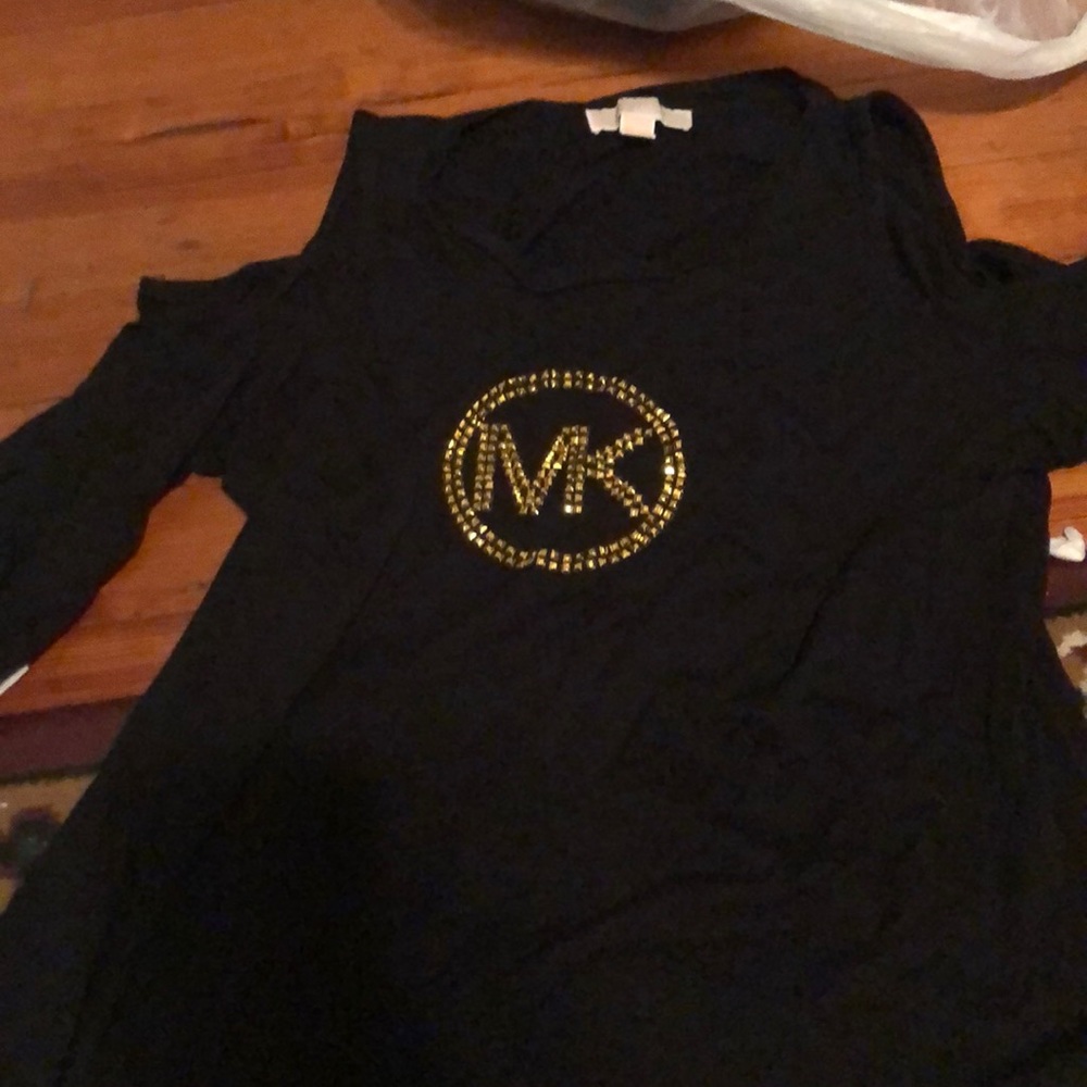 Long sleeve black mk shirt with shoulder cut outs